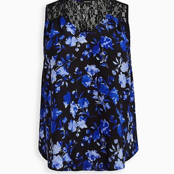 Torrid Black Floral Lace Georgette Tank - Picture 2 of 8